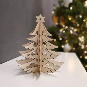 AMADEA Drevený 3D stromček, výška 15 cm