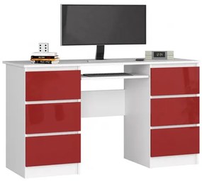 Počítačový stôl A-11 biela/červená lesk