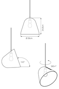 Nyta Tilt závesná lampa, kábel 3 m červená, čierna