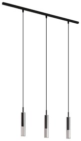 Moderný koľajnicový systém čierny s 3 závesnými svietidlami čierny s dymovým sklom 1-fázový - Slimline Loyce