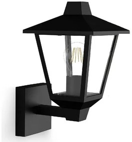 Vonkajšie nástenné svietidlo Philips Kinno sosvetlením čierne, E27, max. 1x25 W