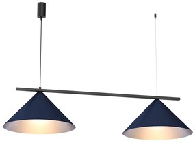 Závesné svietidlo Capital, 2x tmavomodré kovové tienidlo, (fi 46cm), db