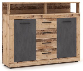 Komoda Luna 119 cm dub Matera světlý/šedá II