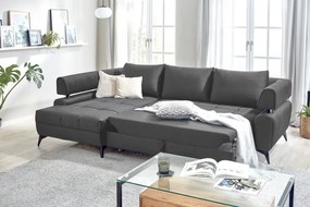 Rohová sedacia súprava Paris, antracitová látka, ľavý roh