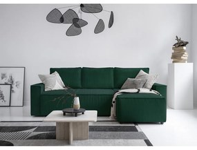 Tmavozelená menčestrová rozkladacia rohová pohovka (variabilná) Brave Dave – Miuform