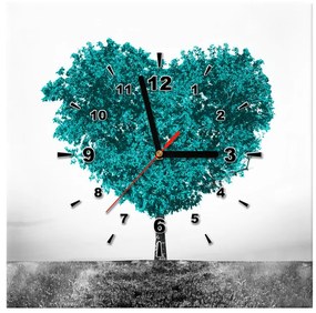 Gario Obraz s hodinami Tyrkysový strom lásky Rozmery: 30 x 30 cm