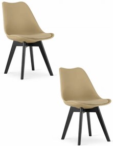 Set dvoch jedálenských stoličiek MARK tmavobéžový - čierne nohy (2 ks)