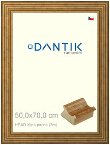 DANTIK rám na obraz 50x70 | HRAD zlatá patina (Plexi Čiré)
