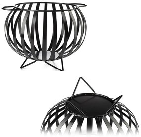 Kovový kôš na drevo Globe1, 46x35 cm, čierna