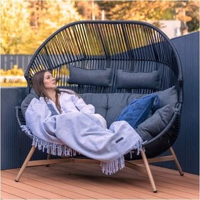 MI Dvojité ratanové kreslo HOLAND čierne