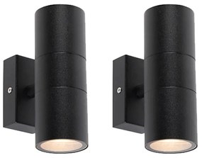 Sada 2 vonkajších nástenných svietidiel čiernych IP44 - Duo
