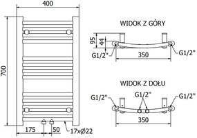 Mexen Ares, vykurovacie teleso 700x400 mm, 189 W, chrómová, W102-0700-400-00-01