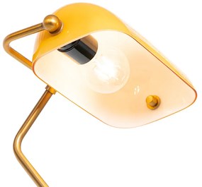 Klasická stojaca lampa na notára bronzová s jantárovým sklom - Banker