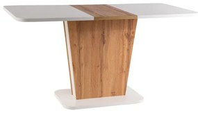 Rozkladací jedálenský stôl 110-145 cm Caridad (biela matná + dub wotan) (pre 4 až 6 osôb). Vlastná spoľahlivá doprava až k Vám domov. 1050001