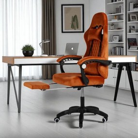 Kancelárske kreslo s masážou - hnedý zamat