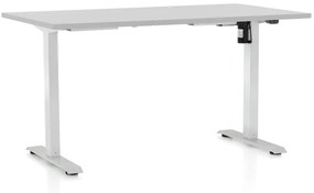 Výškovo nastaviteľný stôl OfficeTech A, 120 x 80 cm, biela podnož, svetlo sivá