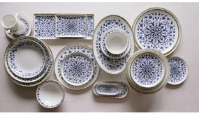 Sada jedálenského riadu 18 ks, biela/modrá, porcelán