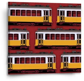 Sablio Obraz Lisabonské historické električky Červený Pattern - 50x50 cm