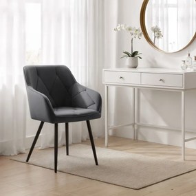 Sada šiestich jedálenských stoličiek DIAMANTE zamatové, grafitové / čierne nohy (6 ks)