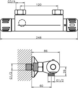 Novaservis Aquamat - Sprchová termostatická batéria, rozteč 120 mm, chróm, 2664/1,0