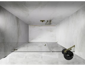 Mexen Lunar-B, Otočné ľavé sprchové dvere 120 cm, 8mm číre sklo, zlatý matný profil, 832S-120-050-55-00-L