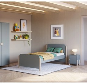 Detský nočný stolík sivozelený z borovicového dreva Enola – Marckeric