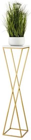HowHomely Stojan na kvety LOFT 100x24 cm zlatá/biela 10-1630-100-GW-MDF