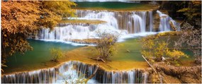 Obraz - Vodopády Huay Mae Khamin, Thajsko (120x50 cm)