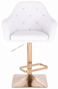 LuxuryForm DESIGN Barová stolička ROMA na zlatej hranatej podstave - biela