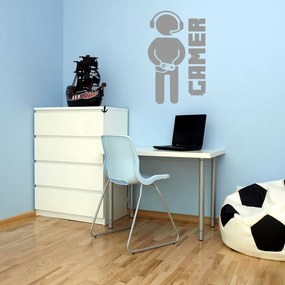 Veselá Stena Samolepka Gamer Farba: šedá, Veľkosť: 100 x 60 cm