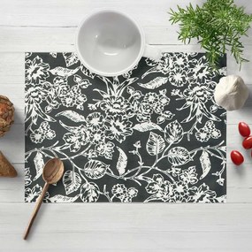 Biante Dekoračné prestieranie na stôl PML-105 Biele kvety na čiernom 30x40 cm