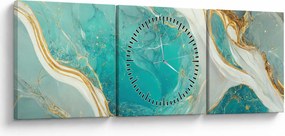 Obraz - Mramorový design II. (s hodinami) (90x30 cm)