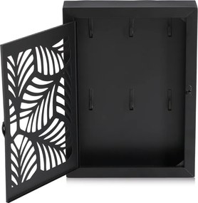 Zeller Present 2. akosť - Kovová skrinka na kľúče, vešiak na kľúče, čierna LEAVES