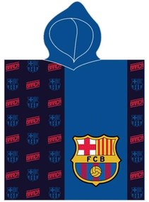 Detské froté pončo - futbalová osuška s kapucňou FC Barcelona - pre deti 3 - 6 rokov