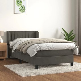 Posteľný rám boxspring s matracom tmavosivý 90x200 cm zamat 3127590