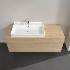 VILLEROY &amp; BOCH Collaro závesná skrinka pod umývadlo na dosku (umývadlo vľavo), 4 zásuvky, 1400 x 500 x 548 mm, Nordic Oak, C08900VJ