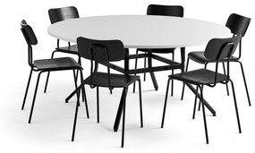 Zostava nábytku: Stôl Various + 6 stoličiek Reno, čierna