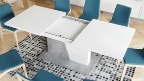 NOBLE NOIR Biely Mat/Beton Millenium - ROZKLADANÝ STÔL DO 218 cm, pre 8, 10 osôb.