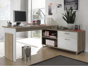 Písací stôl s komodou Manager, dub sonoma/biela%