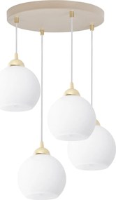 Závesné svietidlo Eliza, 4x biele sklenené tienidlo, g/be, o