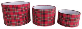 3 ks tienidlá červeno zelená Tartan (25,30,35 cm) - 35 * 35 * H25 / 30 * 30 * h20 / 25 * 25 * h15cm