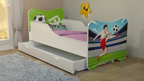 TOP BEDS Detská posteľ Happy Kitty 140x70 so zásuvkou futbalista