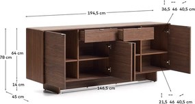 Tmavohnedá komoda v dekore orecha 194,5x78x45 cm Norlen – Kave Home