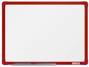 Biela magnetická popisovacia tabuľa boardOK 600 x 450 mm, červený rám