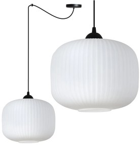 Závesné svietidlo Riffle Spider 3, 1x biele sklenené tienidlo, b