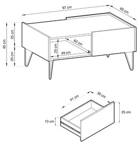 KONFERENČNÝ STOLÍK EDEN ČIERNOŠEDÝ + MRAMOR