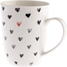 Keramický hrnček s čiernymi srdiečkami Dakls, 340 ml