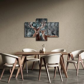 Obraz - Jeleň a laň v zasneženom lese (90x60 cm)