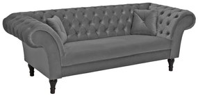 Trojmiestna pohovka PARIS Chesterfield 225 cm zamatova striebornosivá