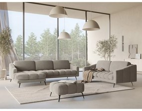 Béžová zamatová rohová pohovka (ľavý roh) Nalu – Makamii